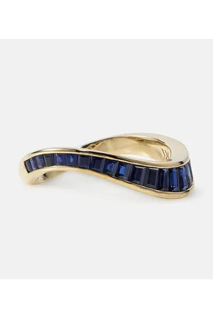 Rainbow K Ring Wave aus 9kt Gelbgold mit Saphiren