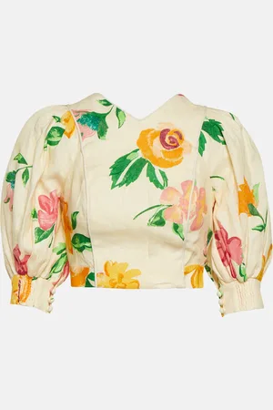 ALÉMAIS Alémais Bedrucktes Cropped-Top aus Leinen