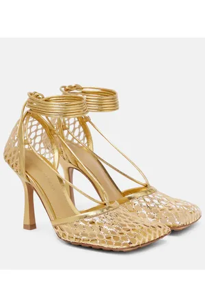 Bottega Veneta Pumps Stretch aus Mesh und Metallic-Leder