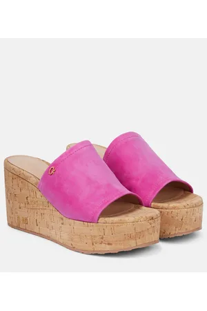 Gianvito Rossi Wedge-Pantoletten aus Veloursleder