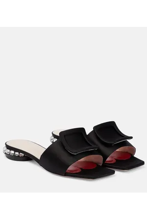 Roger Vivier Pantoletten Strass Heel aus Satin