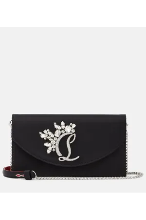 Christian Louboutin Clutch Loubi54 Small aus Seide mit Kristallen