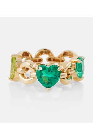 Nadine Aysoy Ring Catena Petite aus 18kt Gelbgold mit Turmalin, Peridot und Smaragd