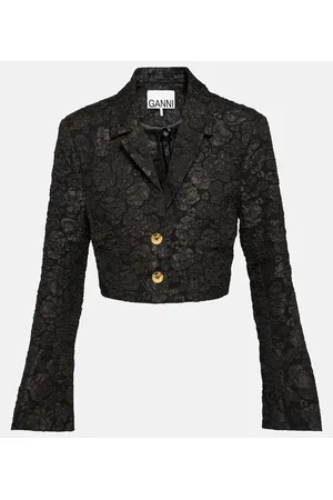 Ganni Cropped-Blazer aus Jacquard