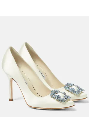 Manolo Blahnik Bridal Pumps Hangisi 105 aus Satin mit Kristallen
