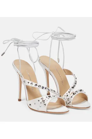 Alessandra Rich Verzierte Sandalen aus Seidensatin