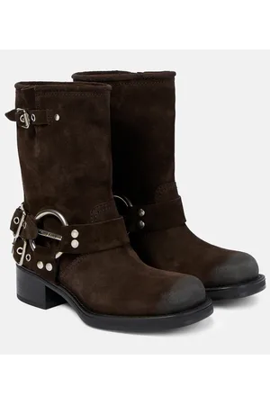 Miu Miu Verzierte Stiefel aus Veloursleder