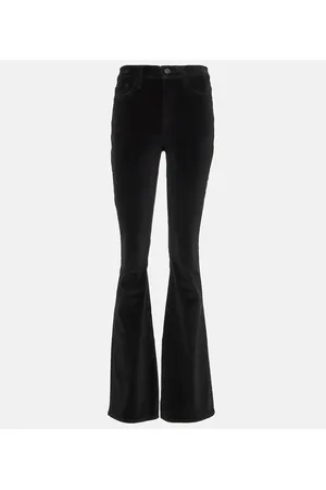 Frame High-Rise-Schlaghose Le High Flare Velveteen aus Samt