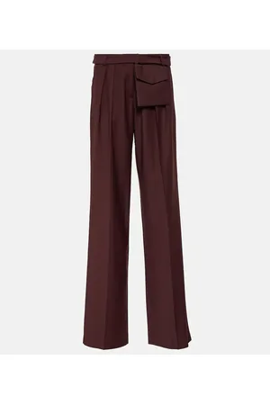 AYA MUSE Gerade Mid-Rise-Hose Sylvia aus Wolle