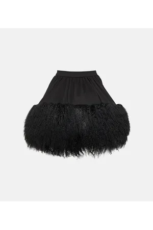 DAVID KOMA Minirock aus Jersey und Shearling