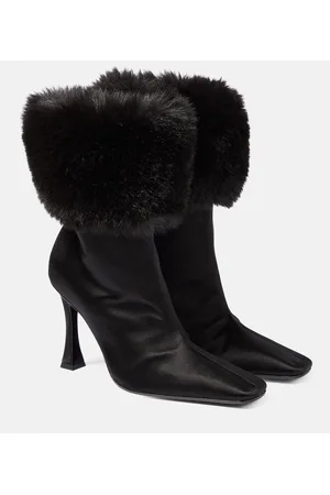 MAGDA BUTRYM Ankle Boots aus Satin mit Faux Fur