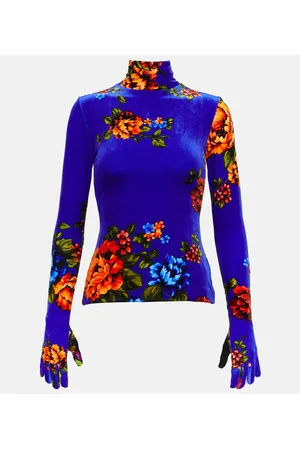 Vetements Rollkragentop aus Samt mit Handschuhen