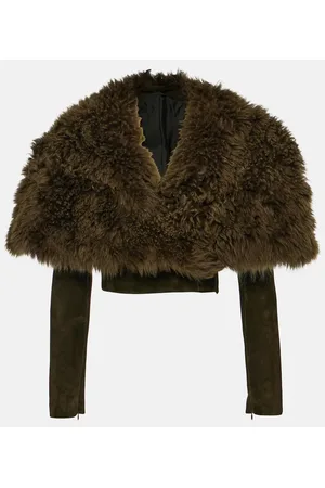 Alaïa Alaïa Cropped-Jacke aus Shearling und Veloursleder