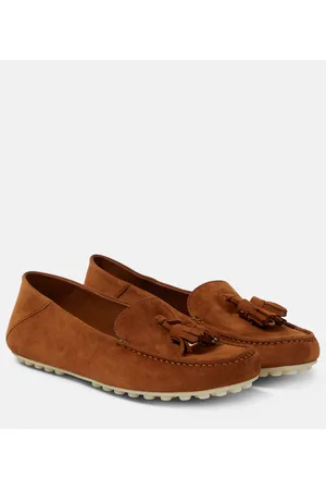 Loro Piana Mokassins Dot Sole aus Veloursleder