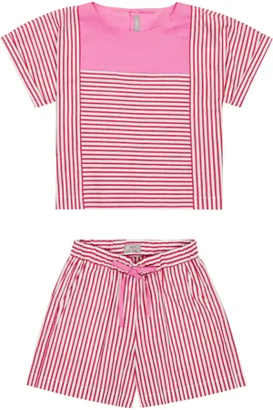 Il gufo Set aus Bluse und Shorts aus Popeline