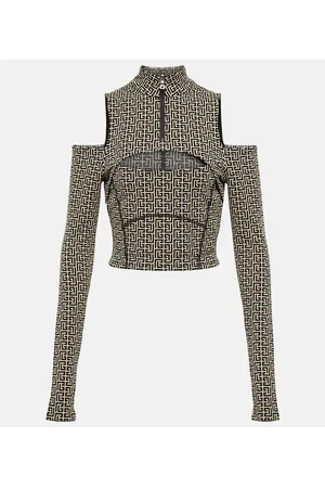 Balmain Cropped-Top aus einem Baumwollgemisch