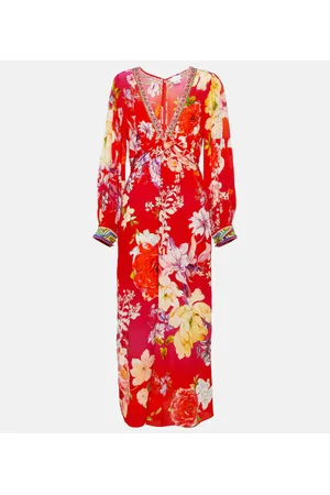 Camilla Verziertes Maxikleid aus Seide