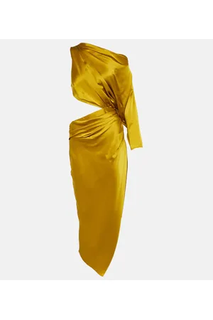 The Sei One-Shoulder-Midikleid aus Seidensatin