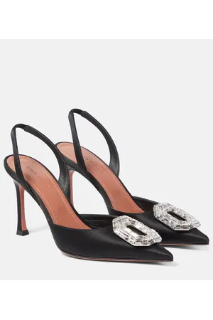 Amina Muaddi Verzierte Slingback-Pumps Camelia 90 aus Satin