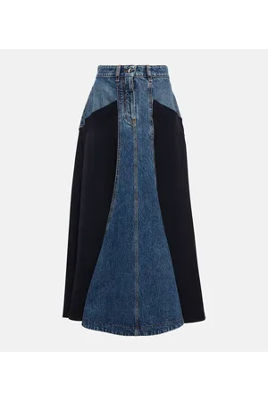 Chloé Chloé Midirock aus Denim und Woll-Gabardine