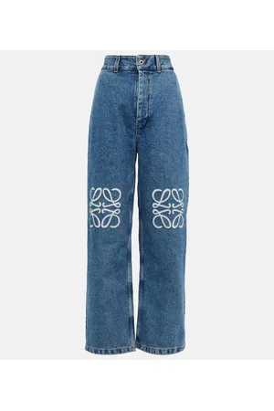 Loewe High-Rise Wide-Leg Jeans Anagram