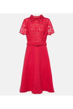 Oscar de la Renta Midikleid Gardenia aus Guipure-Spitze und Tweed