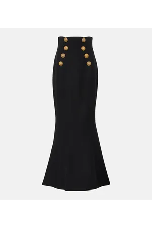 Balmain High-Rise-Maxirock aus Schurwolle