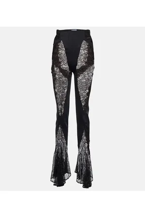 MUGLER High-Rise-Schlaghose aus Spitze