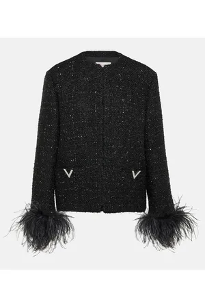 VALENTINO Jacke aus Tweed mit Federn
