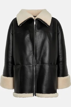 Totême Oversize-Lederjacke mit Shearling