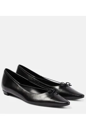 The Row Ballerinas Claudette Bow aus Leder