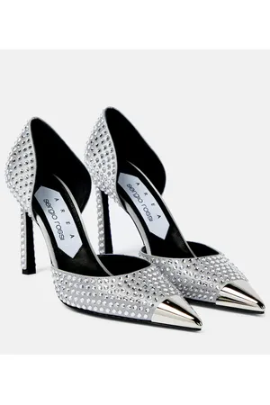 AREA Verzierte Pumps Dagger aus Metallic-Leder