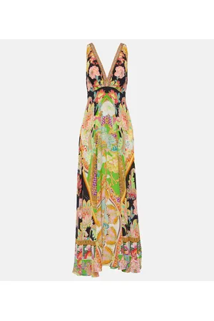 Camilla Bedrucktes Maxikleid aus Seide