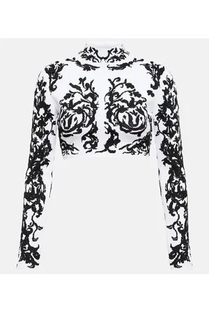 Alaïa Alaïa Cropped-Top Calligraphy aus Jacquard