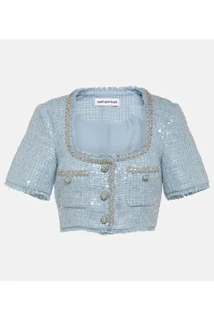 Self-Portrait Verziertes Cropped-Top aus Bouclé