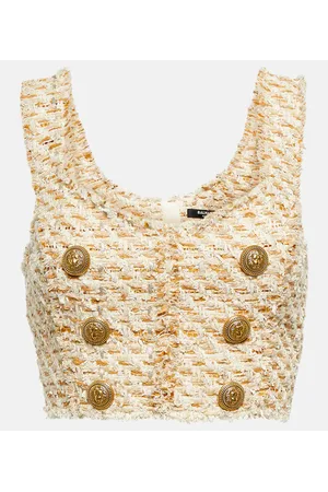Balmain Cropped-Top aus Tweed