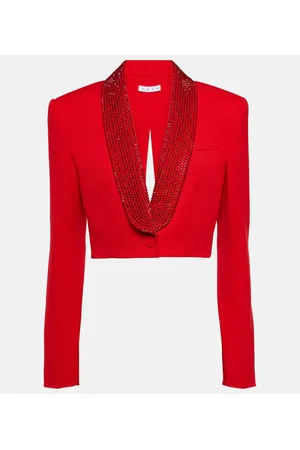 AREA Verzierter Cropped-Blazer aus Wolle