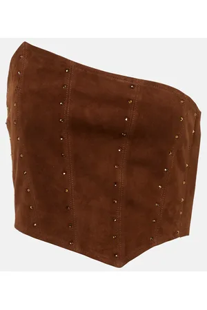 Alessandra Rich Cropped-Top aus Veloursleder