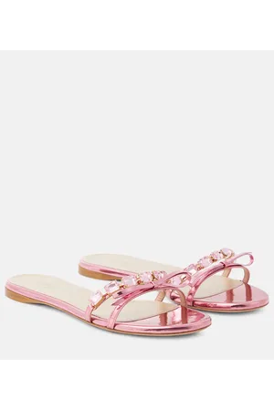 Giambattista Valli Verzierte Sandalen aus Metallic-Leder