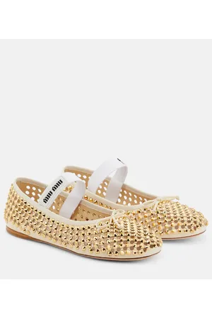 Miu Miu Verzierte Ballerinas aus Leder