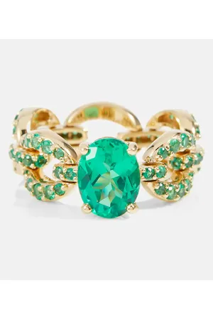 Nadine Aysoy Ring Catena Petite aus 18kt Gelbgold mit Smaragden