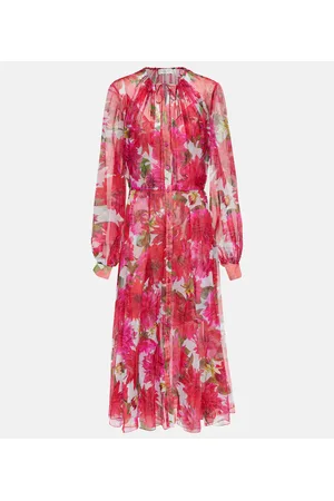 Oscar de la Renta Midikleid aus Seidenchiffon