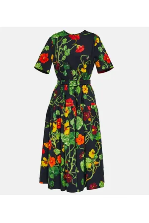 Oscar de la Renta Midikleid Nasturtium aus Popeline