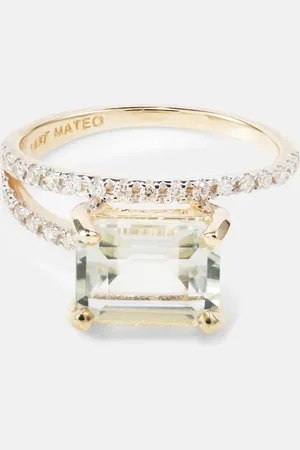 Mateo Ring Point of Focus aus 14kt Gelbgold mit Diamanten und Amethyst