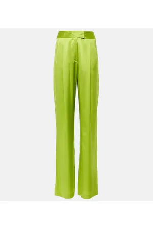 The Sei Weite High-Rise-Hose aus Seidensatin