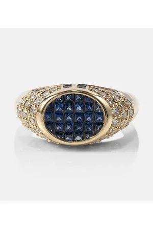 Rainbow K Ring Lady aus 14kt Gelbgold mit Diamanten und Saphiren