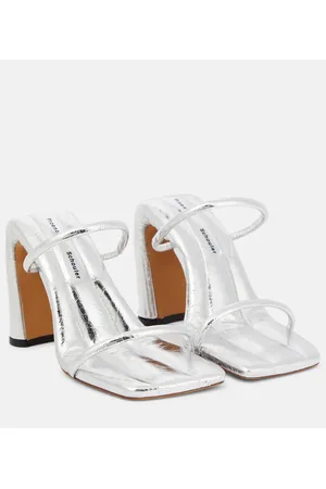 Proenza Schouler Sandalen Square Slide aus Metallic-Leder