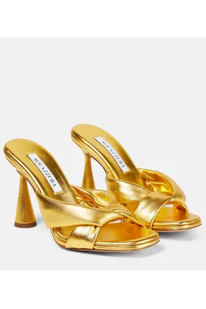 Aquazzura Pantoletten Amore aus Metallic-Leder