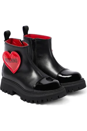 Moschino Stiefel Heart aus Leder und Lackleder