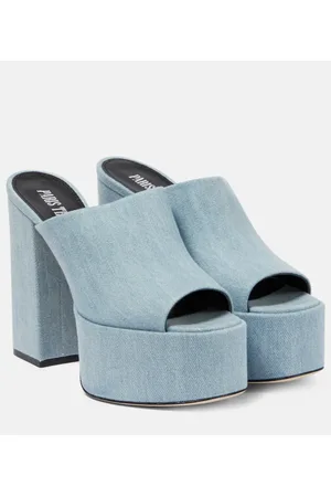 PARIS TEXAS Plateau-Pantoletten Sasha aus Denim